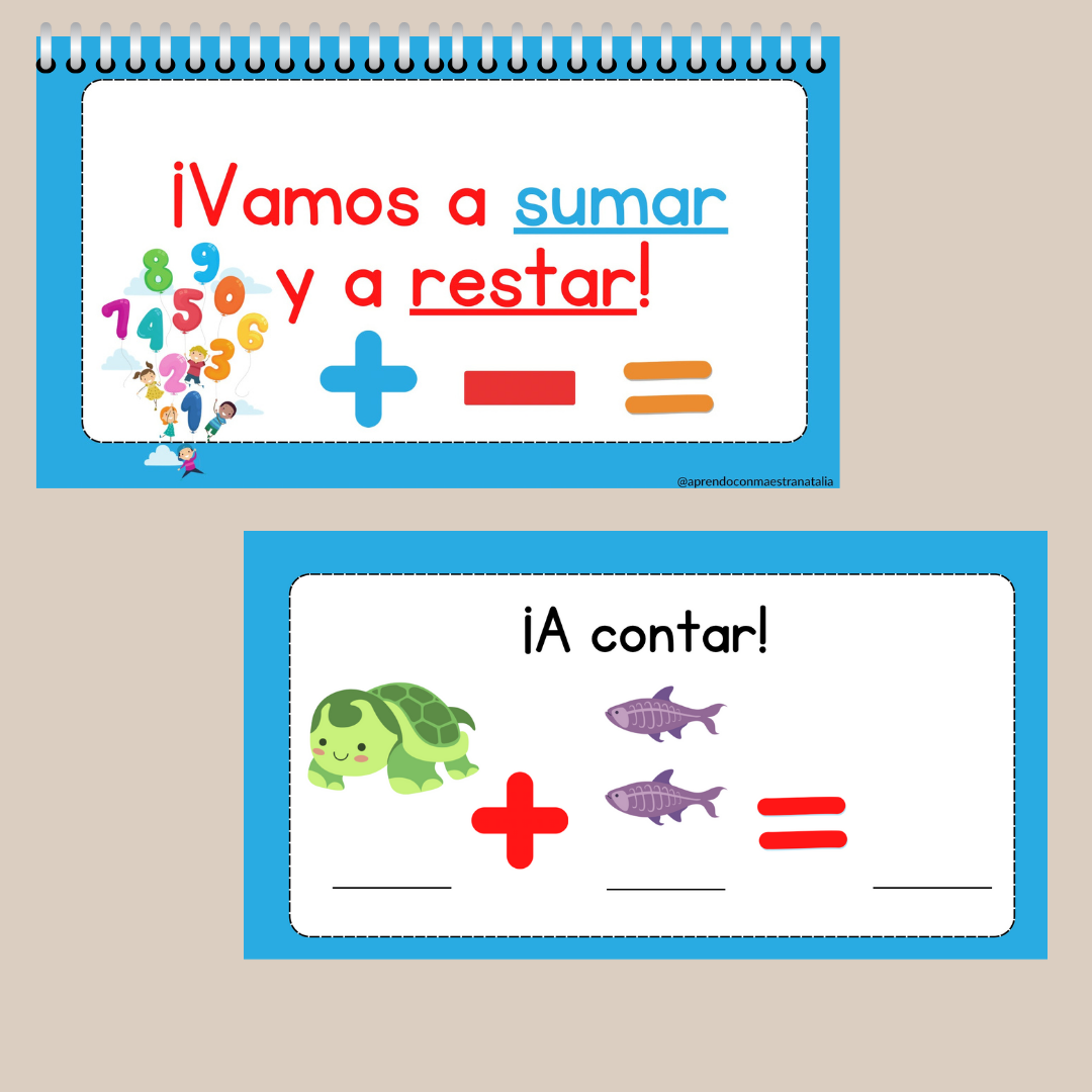 Mini cuaderno de suma y resta